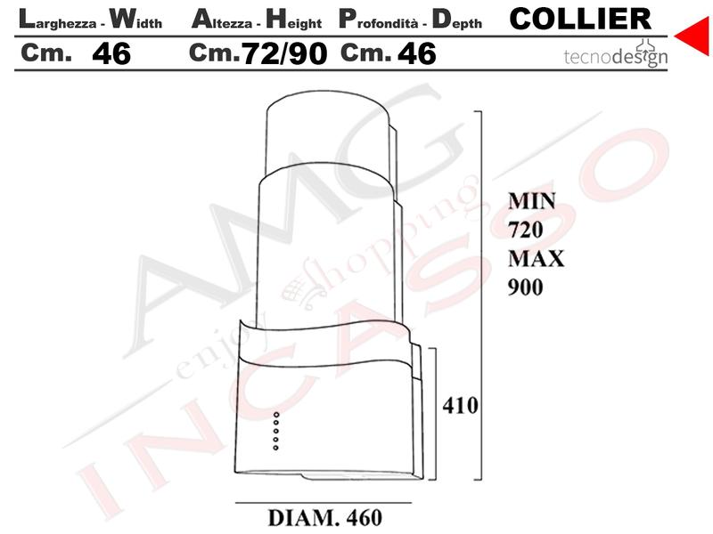 Cappa Cucina Colier cm. 46 Bianco da 500 m³/h Classe D