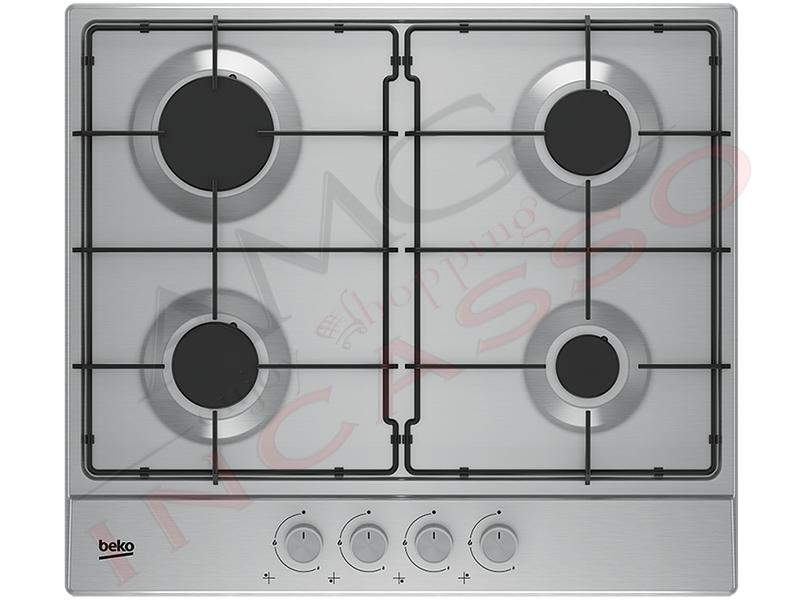 Piano Cottura 60 Beko HIAG64224SX 4 Fuochi Griglie Piattina Inox