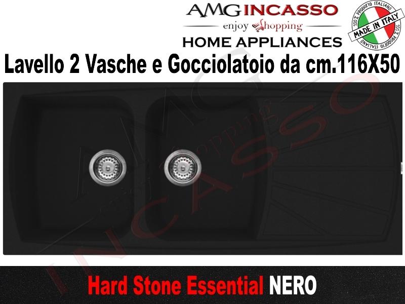 Lavello Cucina Essential 2 Vasche cm.116X50 Fragranite Nero