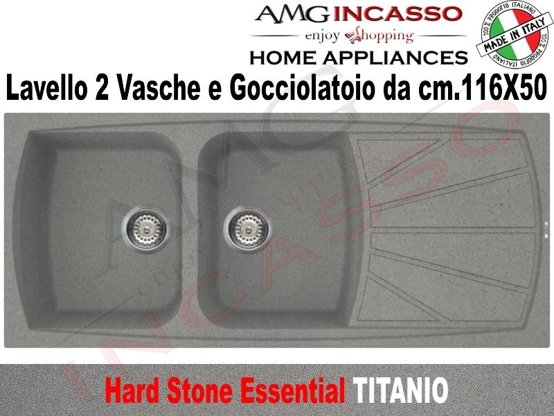 Lavello Cucina Fragranite Ariston.Lavello Cucina Essential 2 Vasche Cm 116x50 Fragranite Titanio Amg Incasso Elettrodomestici Da Incasso