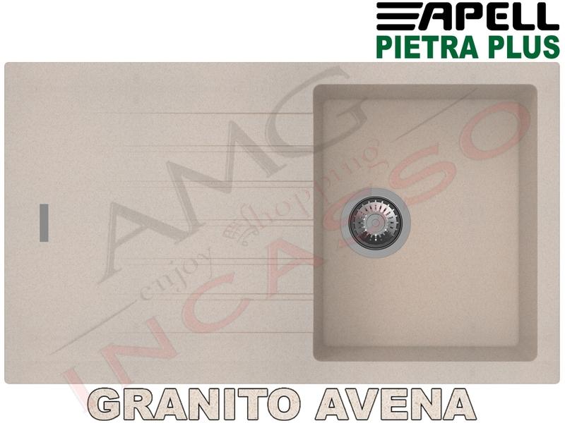 Lavello Cucina New Pietra Plus 1 Vasca cm.86X50 Fragranite Avena