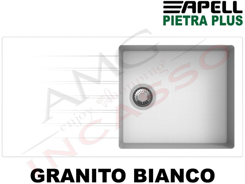 Lavello Cucina New Pietra Plus 1 Vasca cm.100X50 Fragranite Bianco
