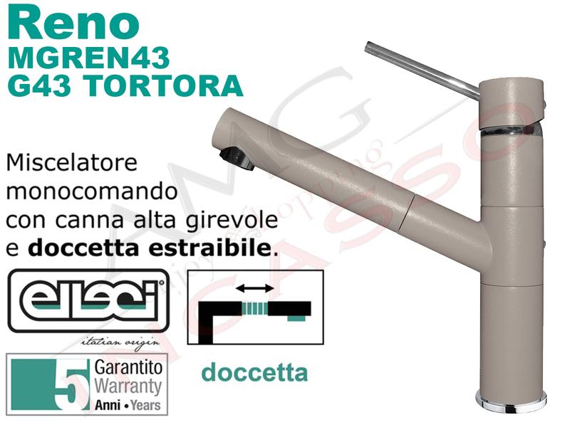 Rubinetto Miscelatore Cucina Reno Doccetta Estraibile Granitek G43 Tortora