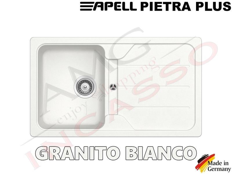 Lavello Cucina Pietra Plus 1 Vasca cm.86x50 Fragranite Bianco