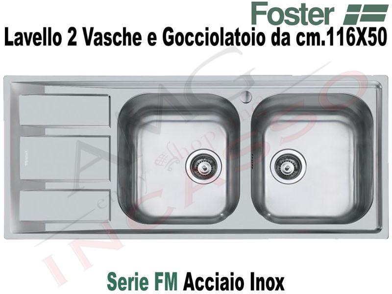 Lavello Cucina FM 2 Vasche Destre cm.116X50 Acciaio Inox