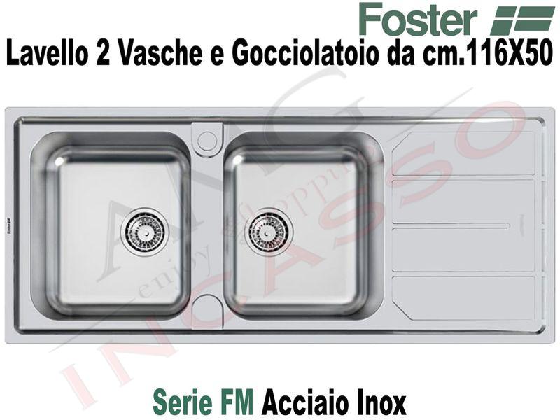 Lavello Cucina Elettra 2 Vasche Sinistre cm.116X50 Acciaio Inox