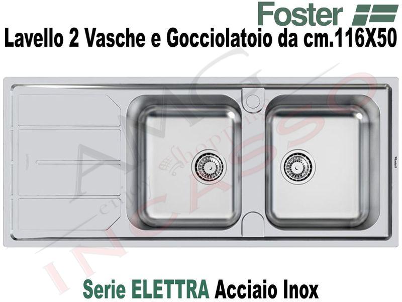 Lavello Cucina Elettra 2 Vasche Destre cm.116X50 Acciaio Inox
