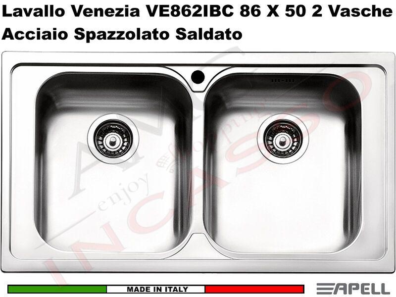 Lavello Cucina Venezia 2 Vasche cm. 86X50 Acciaio Inox