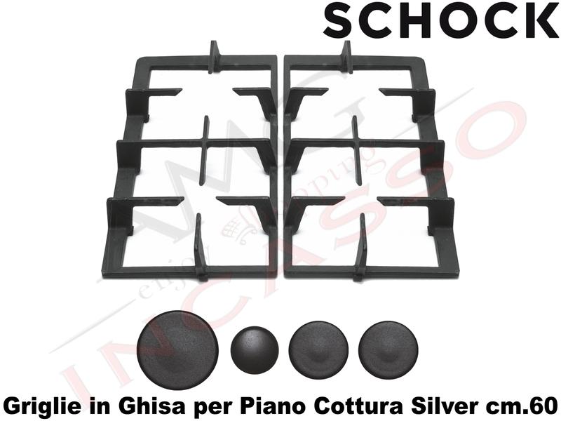 Kit Grighie in Ghisa e Cappellotti Coprifuoco per Piani Cottura cm. 60 Silver