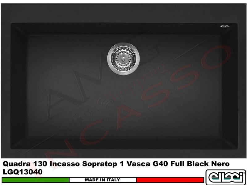 Lavello Quadra 130 79 X 50 1 Vasca Granitek Matt® G40 Nero Full Black