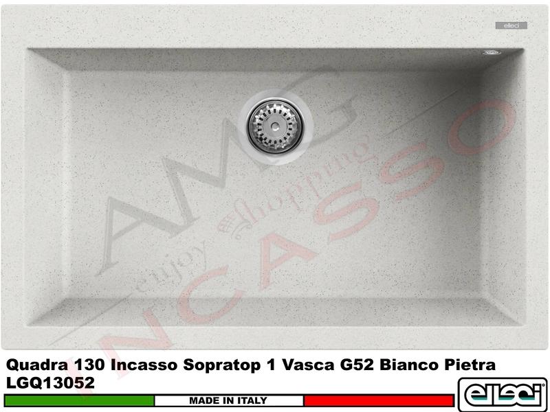 Lavello Quadra 130 79 X 50 1 Vasca Granitek Classic® G52 Bianco Pietra