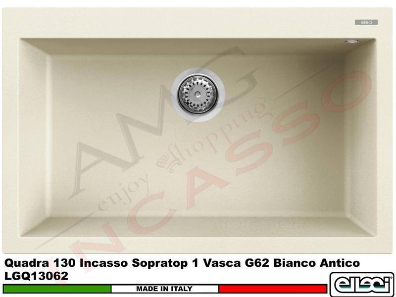 Lavello Quadra 130 79 X 50 1 Vasca Granitek Classic® G62 Bianco Antico