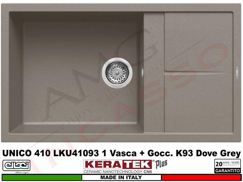 Lavello Elleci Unico 410 LKU41093 86X50 1 Vasca + G. Keratek Plus® K93 Dove Grey