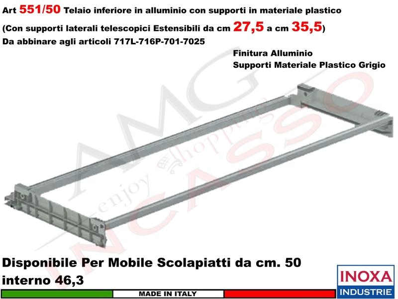 Telaio Alluminio 551/50GXP1 Scolapiatti 50 Interno 46,3 Estensibile da 27 a 35
