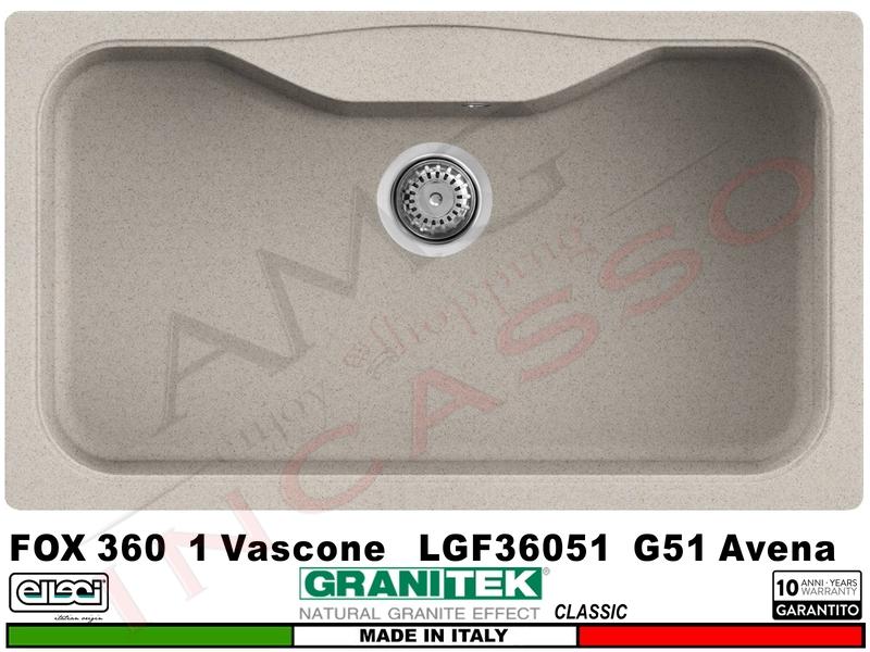Lavello LGF36051 Fox 360 86X50 1 Vasca Granitek Classic® G51 Avena