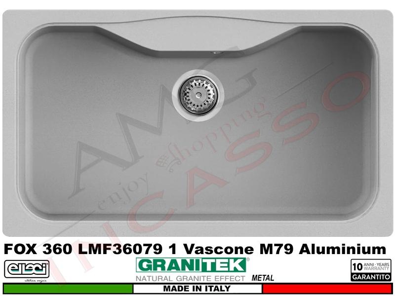 Lavello LMF36079 Fox 360 86X50 1 Vasca Granitek Metal® M79 Aluminium
