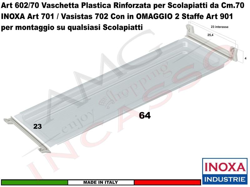 Vaschetta Raccogligocce Trasparente INOXA 602/70TR Per Scolapiatti da 70 + 2 901