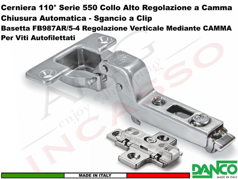 Cerniera Clip Danco F55080C44 Automatica 110° Collo Alto + Basetta 987 Zama