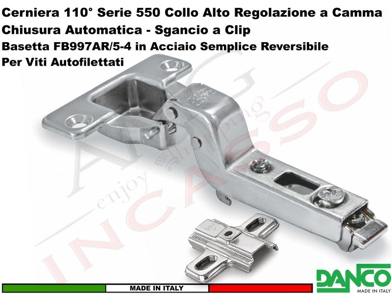 Cerniera Clip Danco F55080C44 Automatica 110° Collo Alto+ Basetta 997 Acciaio