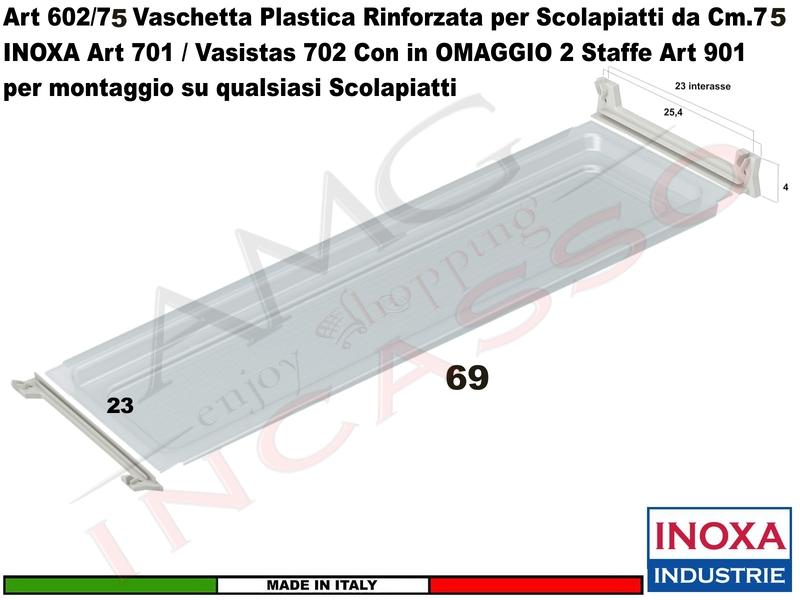 Vaschetta Raccogligocce Trasparente INOXA 602/75TR Per Scolapiatti da 75 + 2 901