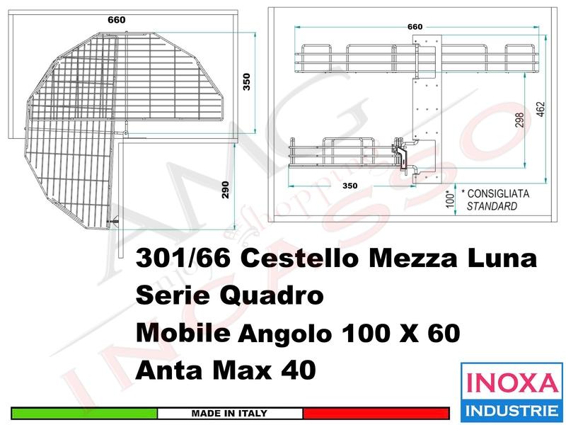 Kit 2 Art.301/66CR Mezzaluna Girevole +1 Staffa 905/S1 +1 Aggancio 905/S5 CROMO
