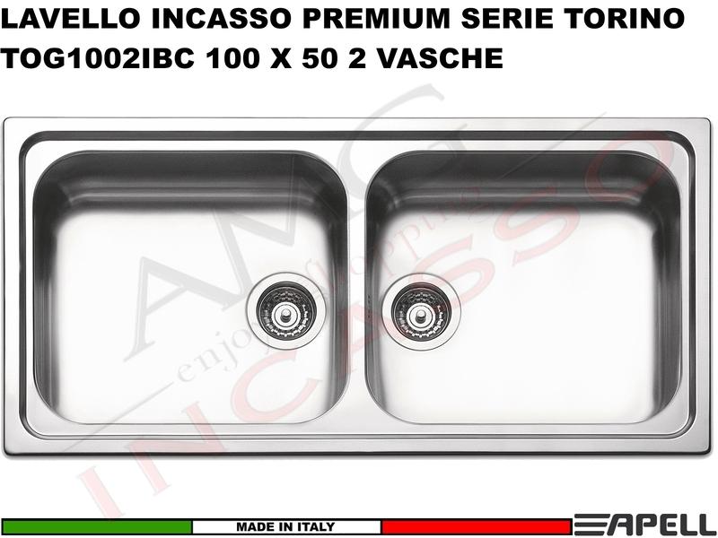 Lavello Apell Torino Acciaio Spazzolato cm.100x50 2 Vasche