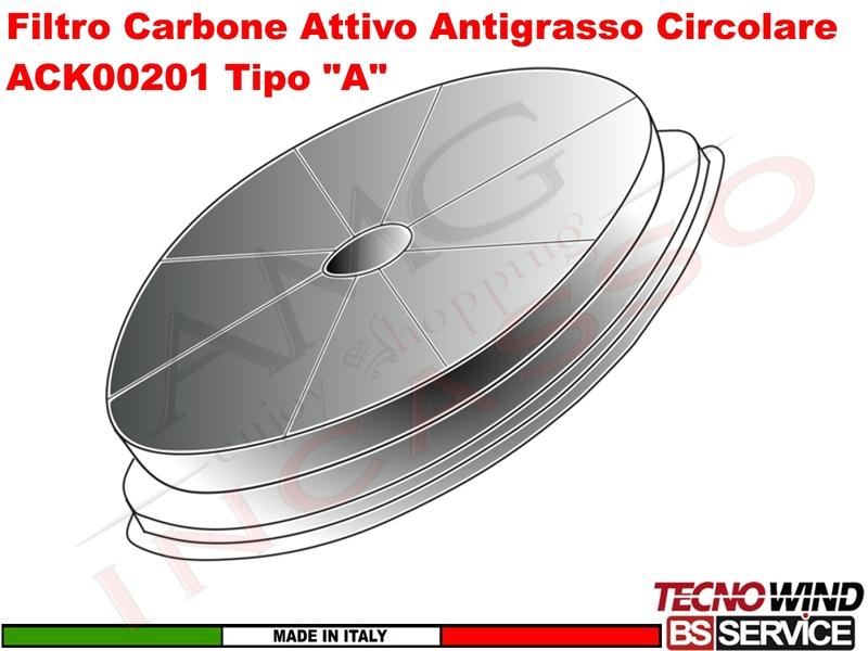 KIT 10 Filtri Carbone Attivo Antigrasso Circolare ACK00214 Tipo "A"