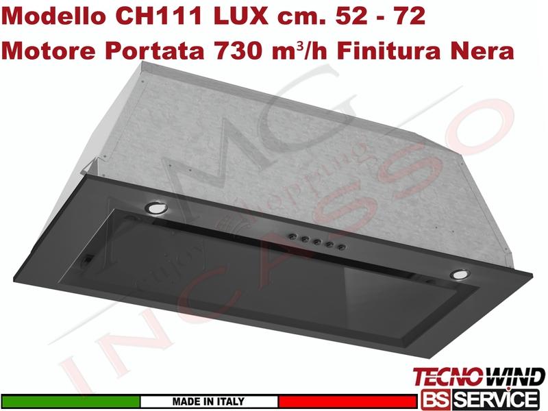 Cappa Incasso 52 Dentro Pensile CH111 LUX BLACK K137I0030 Nero Motore 730 m³/h