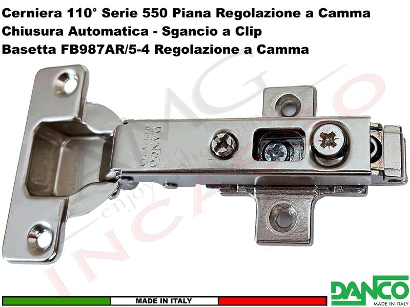 Cerniera Clip Danco F55080P44 Automatica 110° Collo Piano + Basetta 987 Zama