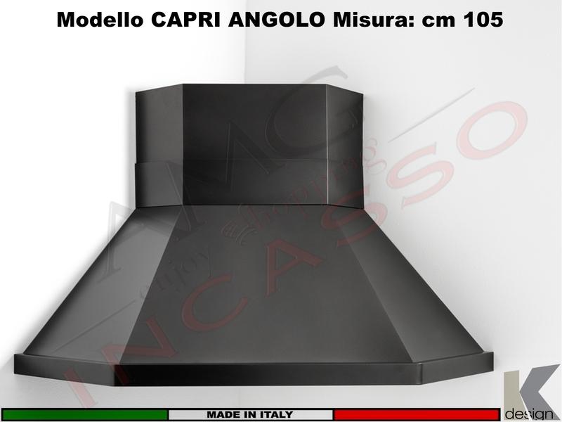 Cappa Parete Angolare CAPRI ANGOLO 105 X 105 Finitura Piombo Motore 500 m³/h