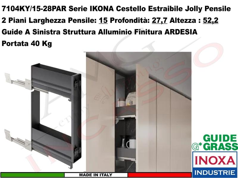 Carello Jolly Estraibile IKONA 7104KY/15-28PAR Pensile 15 Guide Grass ARDESIA