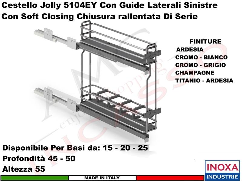 Carello Jolly Estraibile INOXA 5104EY/20-45 Guide Grass Base 15 Prof 45