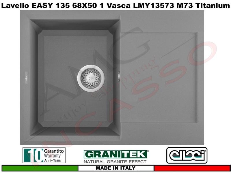 Lavello Cucina 1 Vasca cm.68X58 Easy Metaltek® M73 Titanium