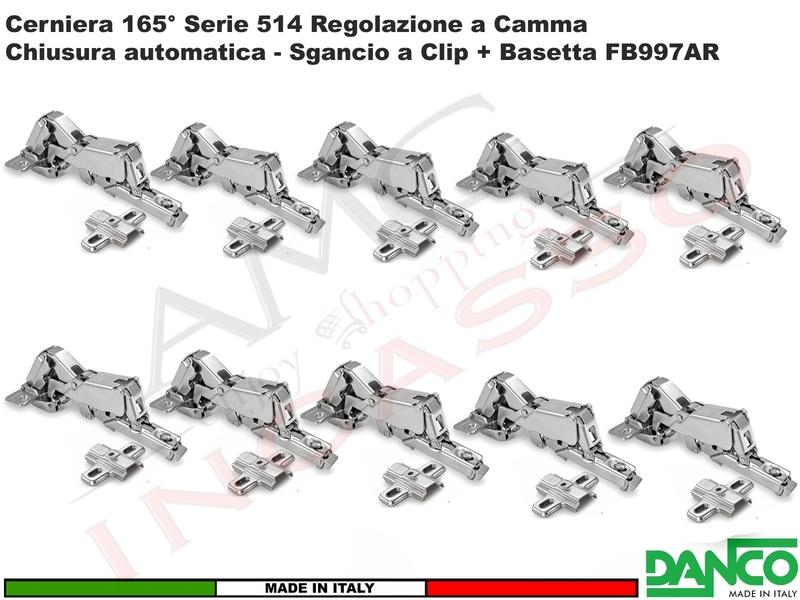 Set 10 Cerniere Clip Danco F51401P44 PIANA Automatica 165° Cucina + Basetta 997
