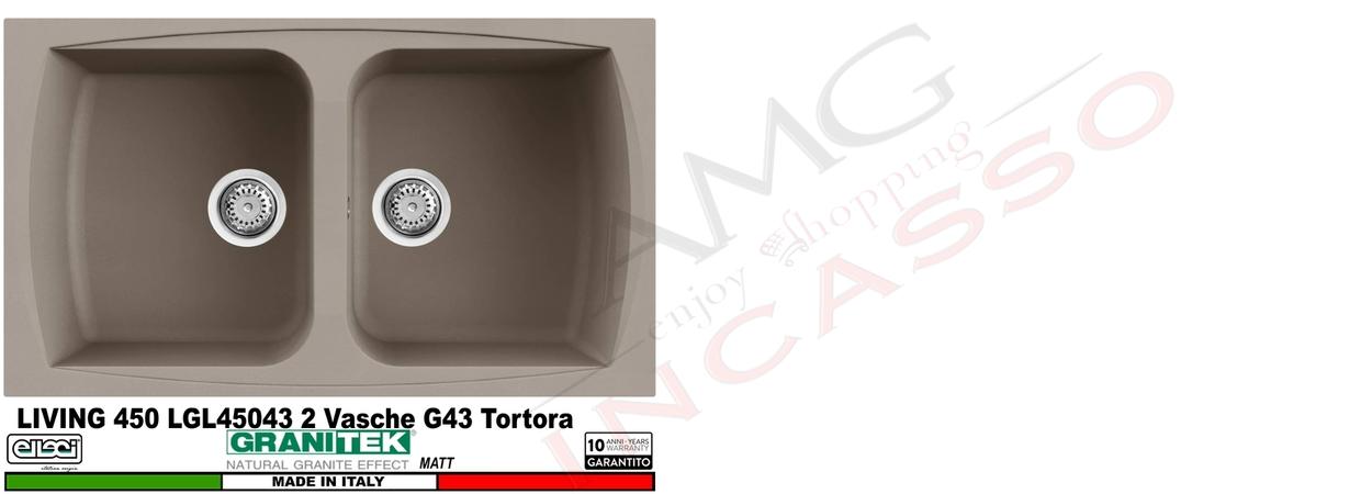Lavello Living 450 86 X 50 2 Vasche Granitek Matt® G43 Tortora