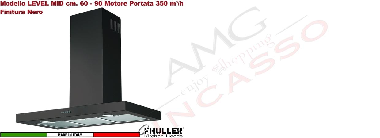 Cappa Parete a T 90 Tecnowind-Fhuller LEVEL MID BLACK K326I0053 Motore 350 m³/h Classe D