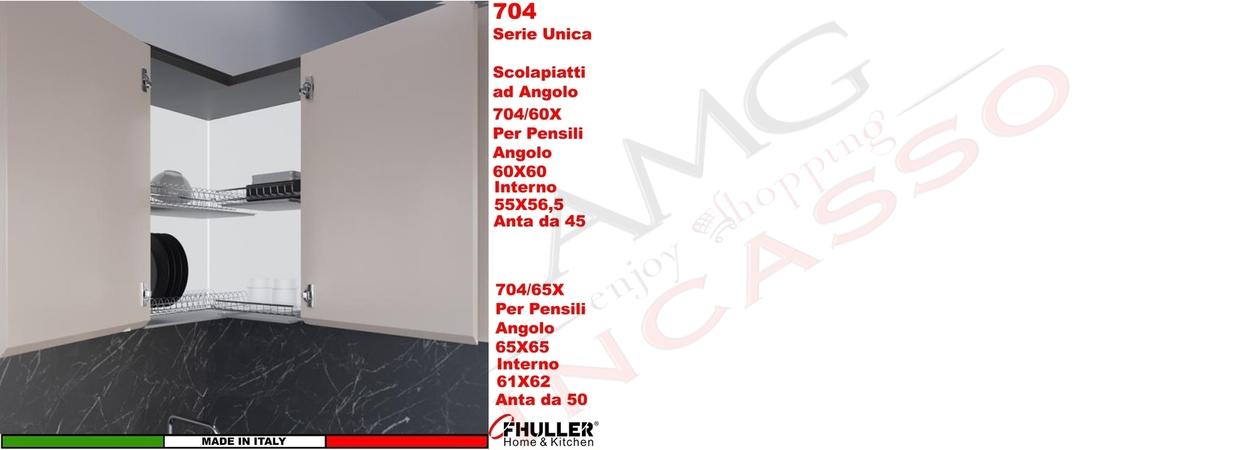 Scolapiatti Acciaio Doppio Angolare + Vaschetta 704/X per pensile Angolo da 60X60